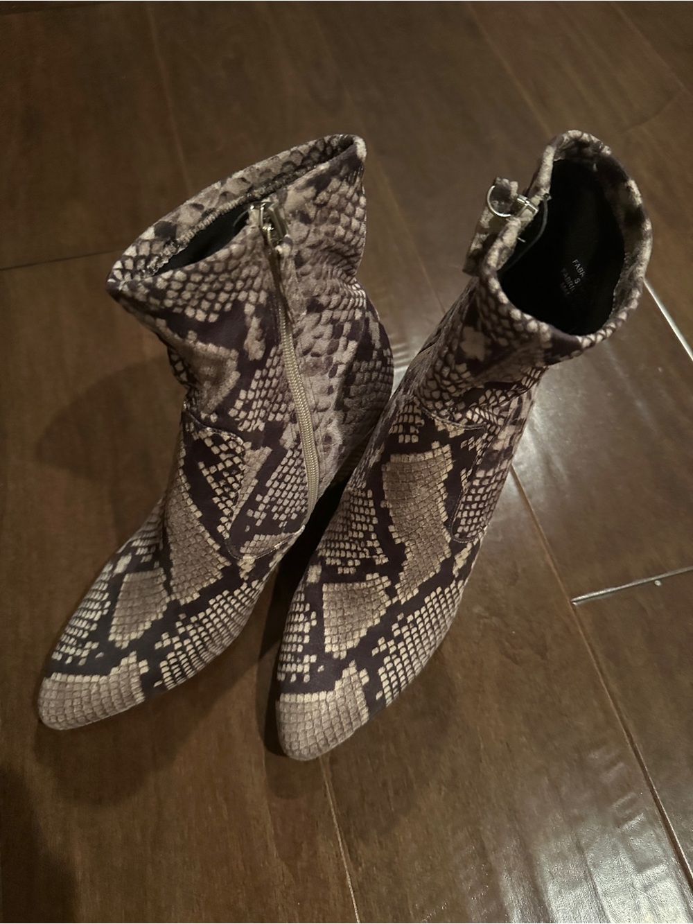 Steve Madden Snake-Print Pointed Toe Ankle Boots